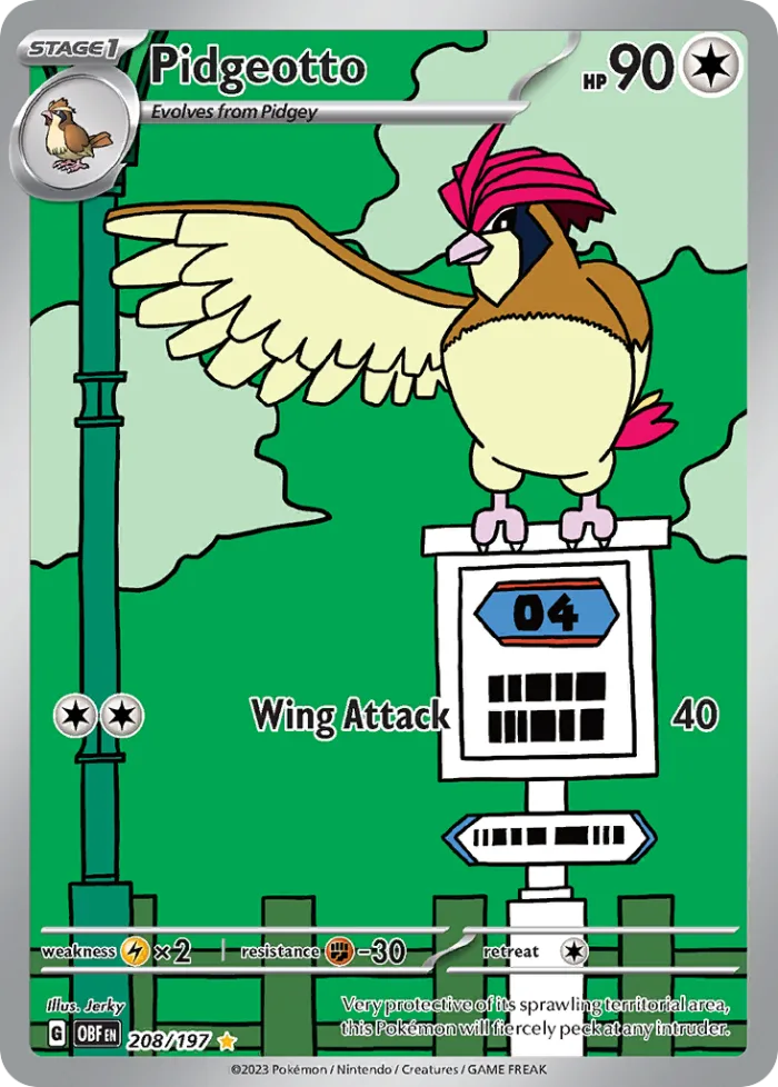Pidgeotto #208 Obsidian Flames Pokemon card