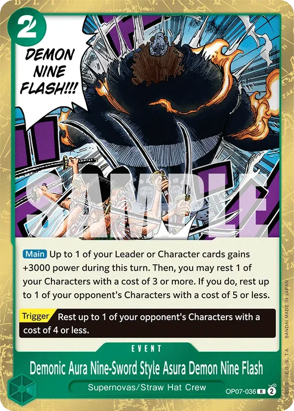 Demonic Aura Nine-Sword Style Asura Demon Nine Flash #OP07-036 GREEN Jewelry Bonney One Piece card