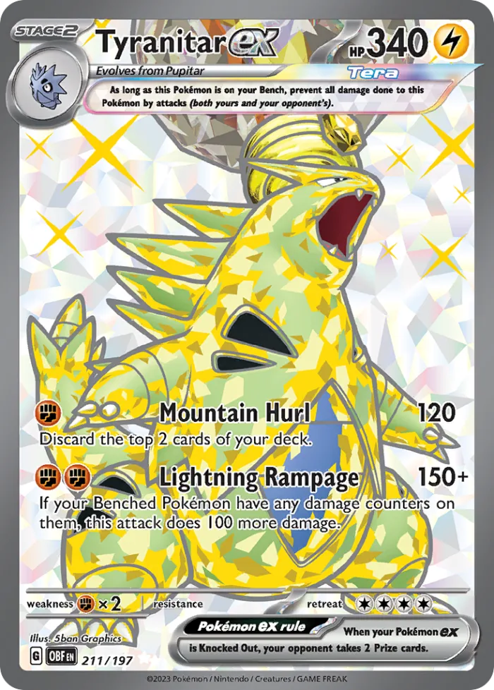 Tyranitar ex #211 Obsidian Flames Pokemon card
