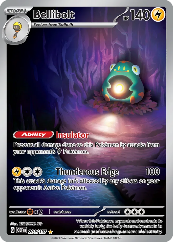 Bellibolt #201 Obsidian Flames Pokemon card