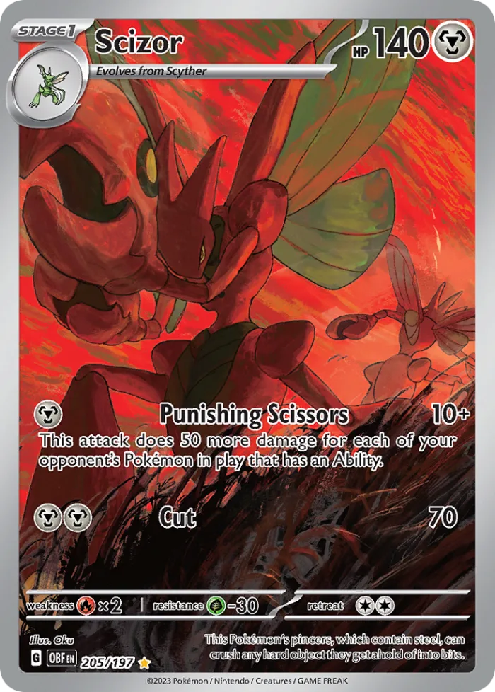 Scizor #205 Obsidian Flames Pokemon card