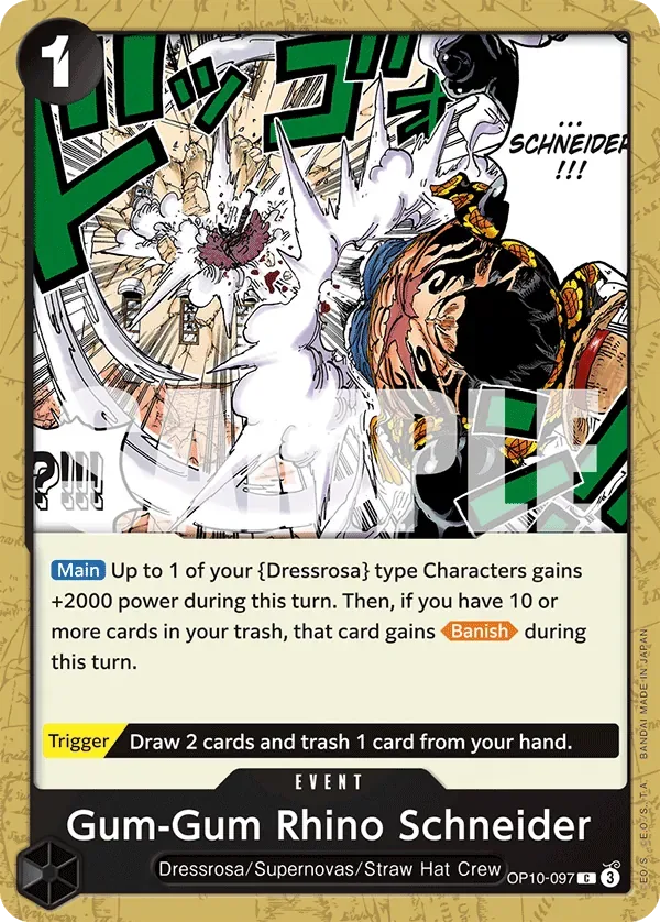 Gum-Gum Rhino Schneider #OP10-097 Royal Blood One Piece card