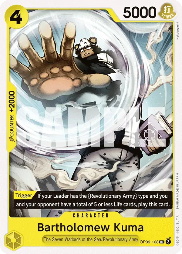 Bartholomew Kuma #OP09-108 Emperors in the New World One Piece card
