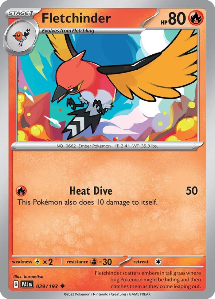 Fletchinder #29 Paldea Evolved Pokemon card