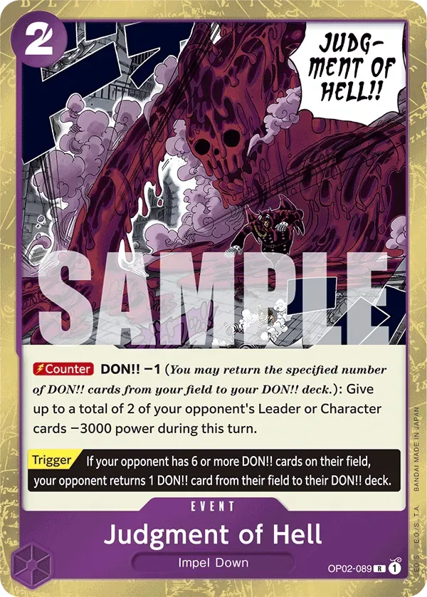 Judgment of Hell #OP02-089 One Piece Card The Best One Piece card