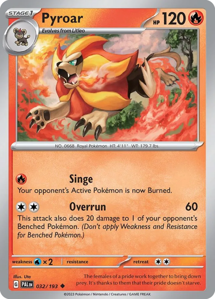 Pyroar #32 Paldea Evolved Pokemon card