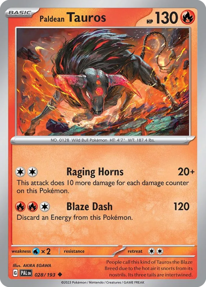 Paldean Tauros #28 Paldea Evolved Pokemon card