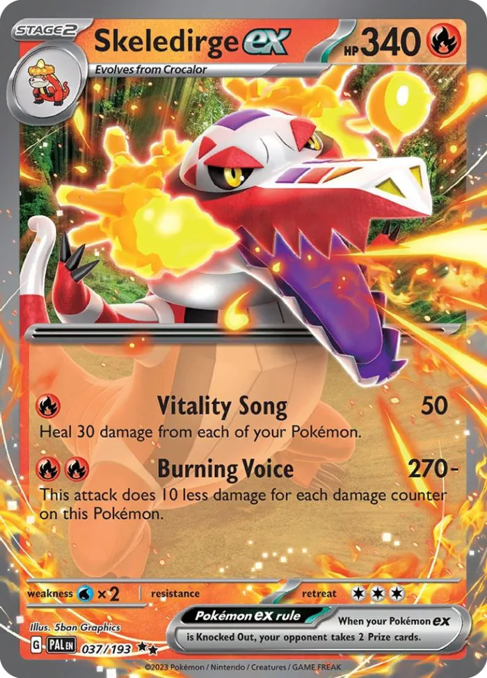 Skeledirge ex #37 Paldea Evolved Pokemon card