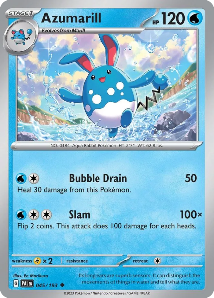 Azumarill #45 Paldea Evolved Pokemon card