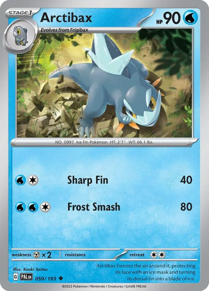 Arctibax #59 Paldea Evolved Pokemon card