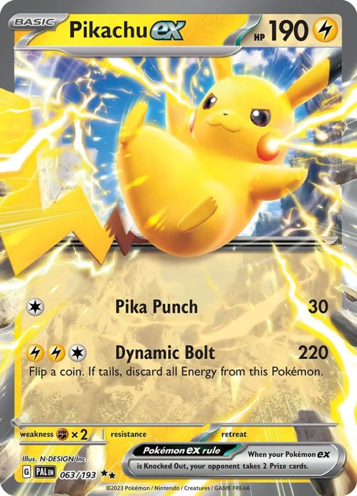 Pikachu ex #63 Paldea Evolved Pokemon card