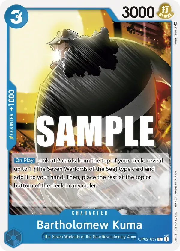 Bartholomew Kuma #OP02-057 Paramount War One Piece card