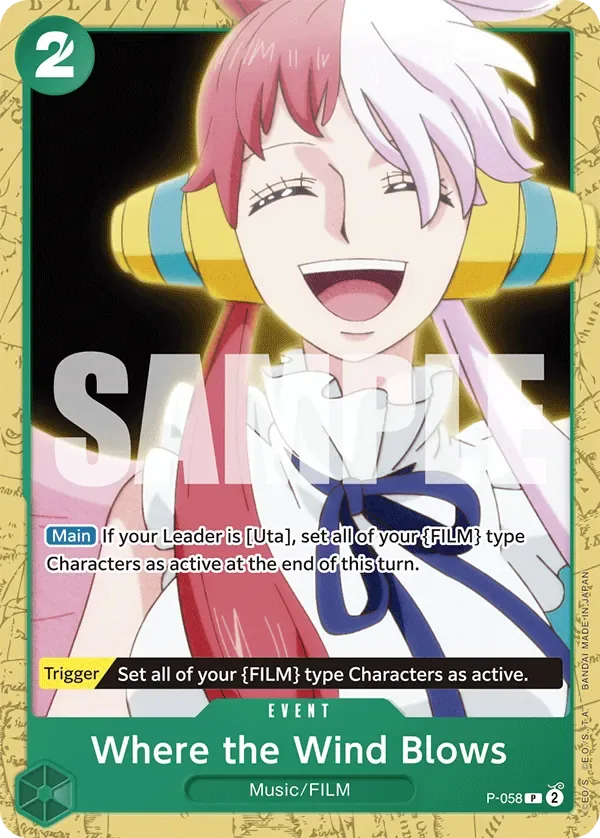 Where the Wind Blows #P-058 GREEN Uta One Piece card