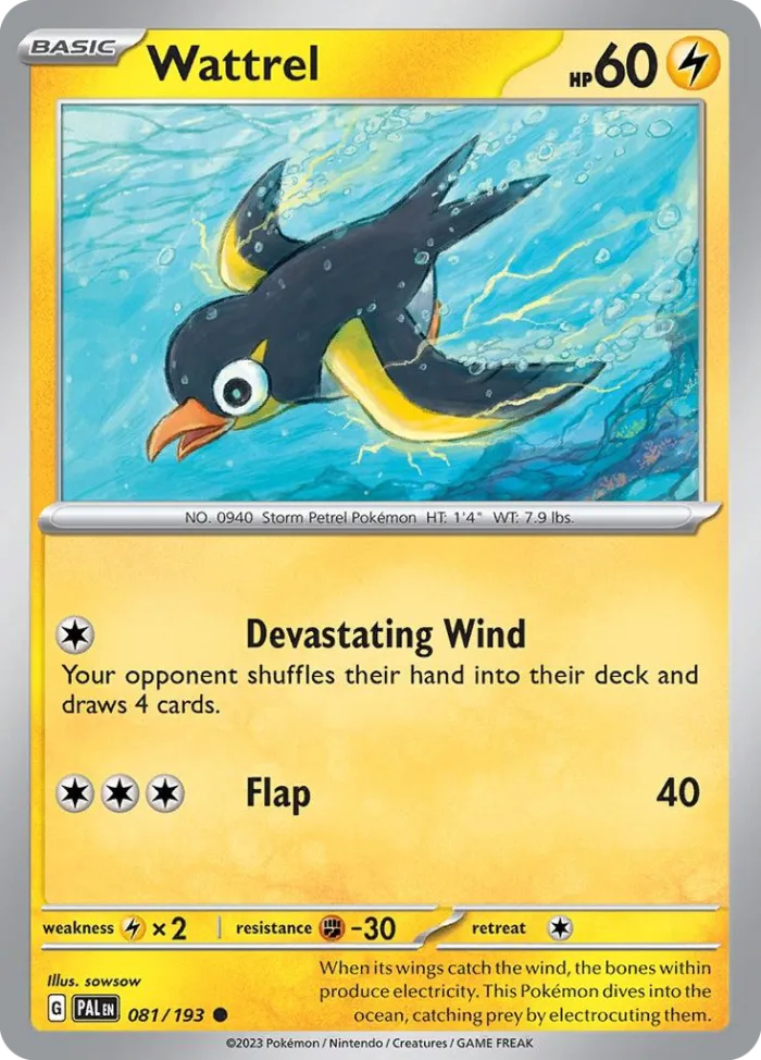 Wattrel #81 Paldea Evolved Pokemon card