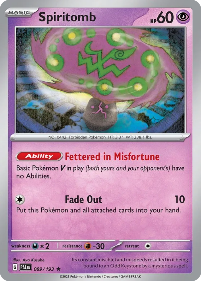 Spiritomb #89 Paldea Evolved Pokemon card