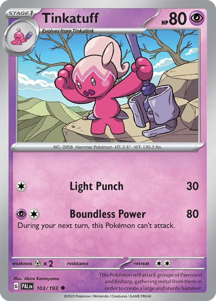 Tinkatuff #103 Paldea Evolved Pokemon card