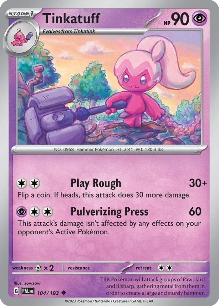 Tinkatuff #104 Paldea Evolved Pokemon card