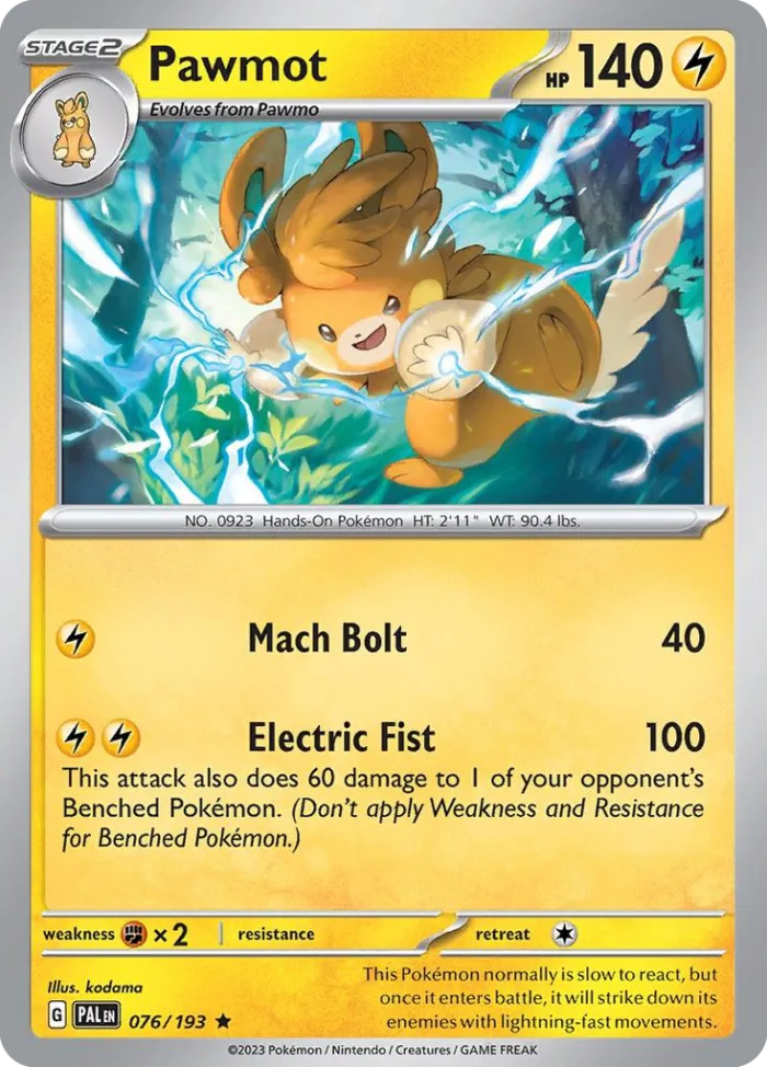 Pawmot #76 Paldea Evolved Pokemon card