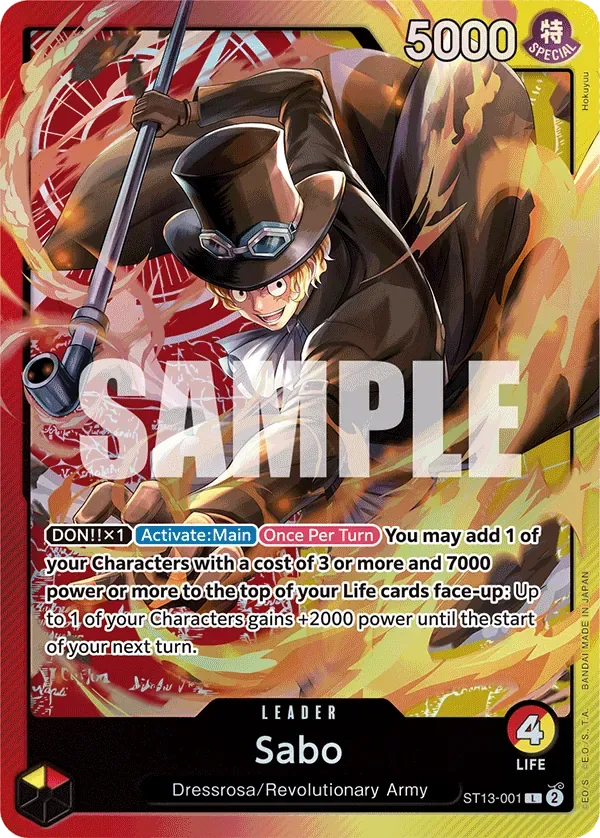 Sabo #ST13-001 Ultra Deck: The Three Brothers One Piece card