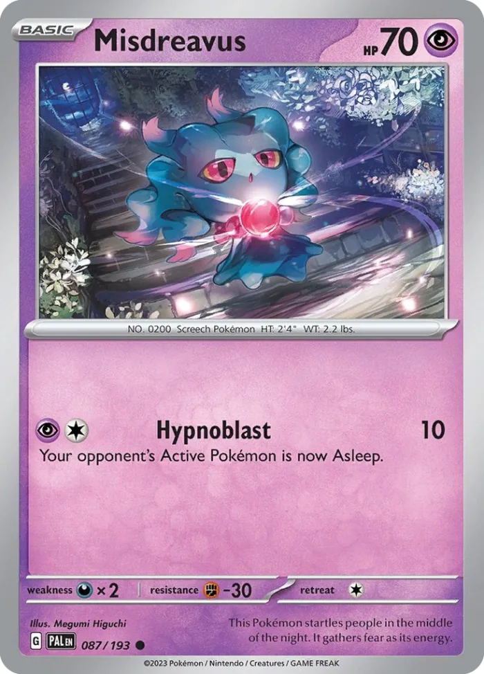 Misdreavus #87 Paldea Evolved Pokemon card