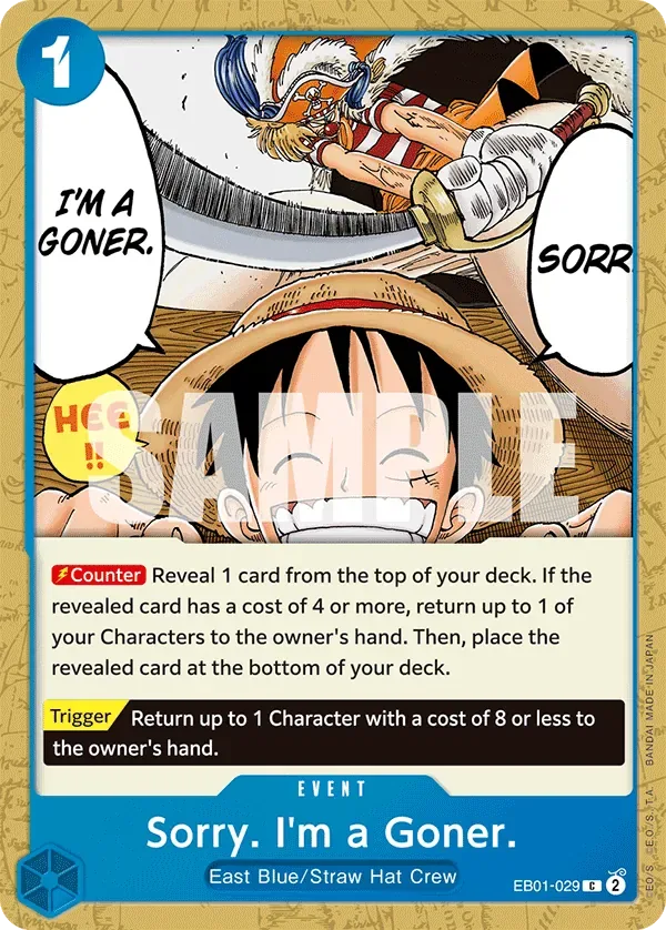 Sorry. I'm a Goner. #EB01-029 Memorial Collection One Piece card