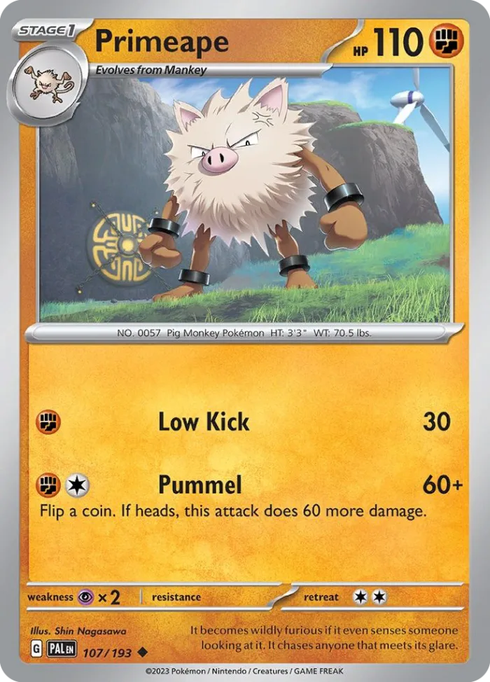 Primeape #107 Paldea Evolved Pokemon card