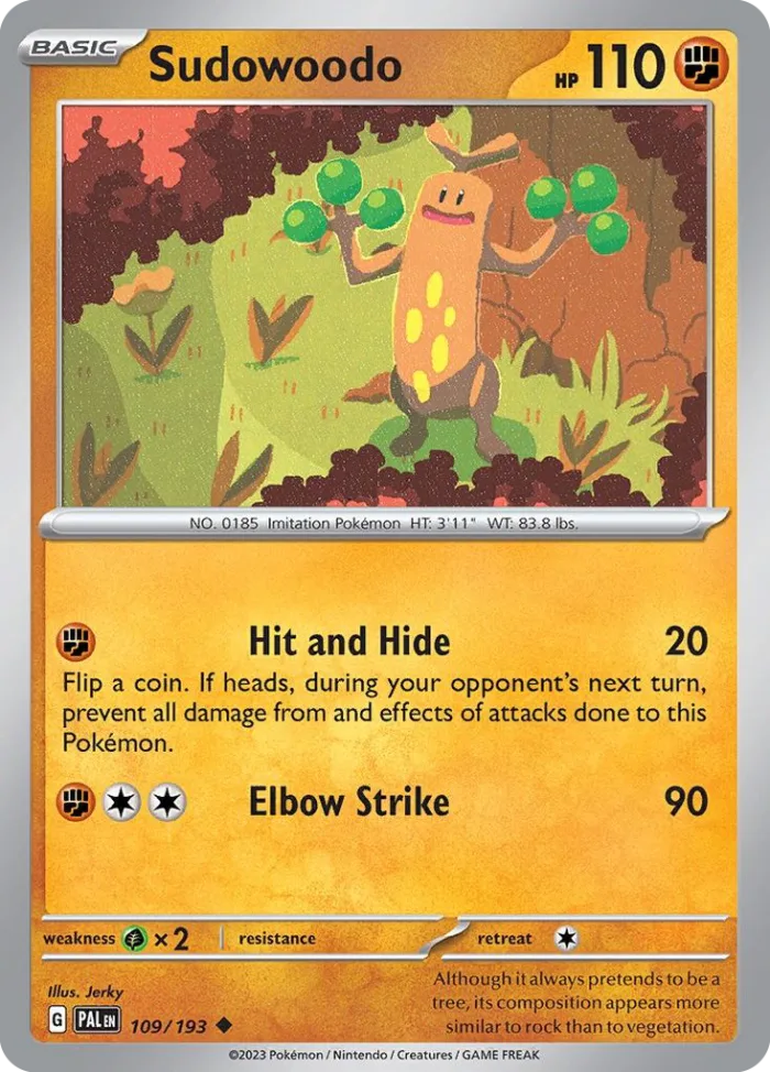 Sudowoodo #109 Paldea Evolved Pokemon card
