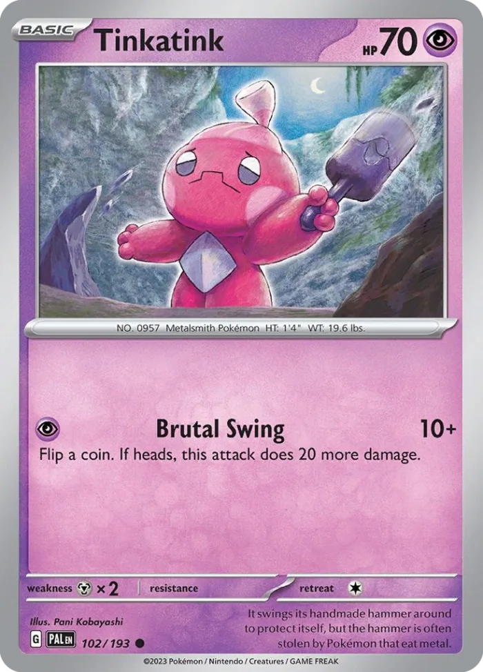 Tinkatink #102 Paldea Evolved Pokemon card