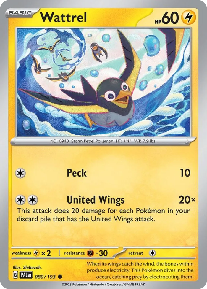 Wattrel #80 Paldea Evolved Pokemon card