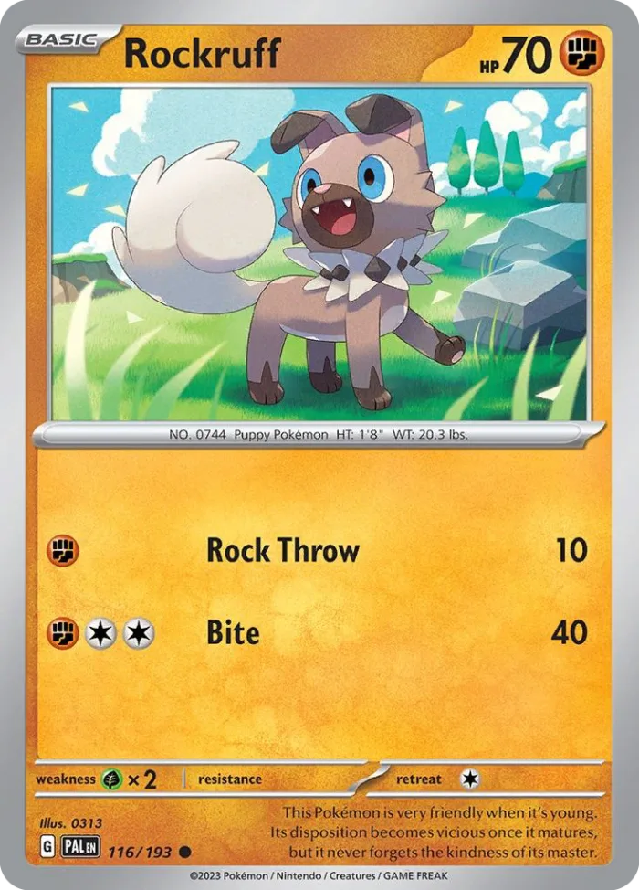 Rockruff #116 Paldea Evolved Pokemon card