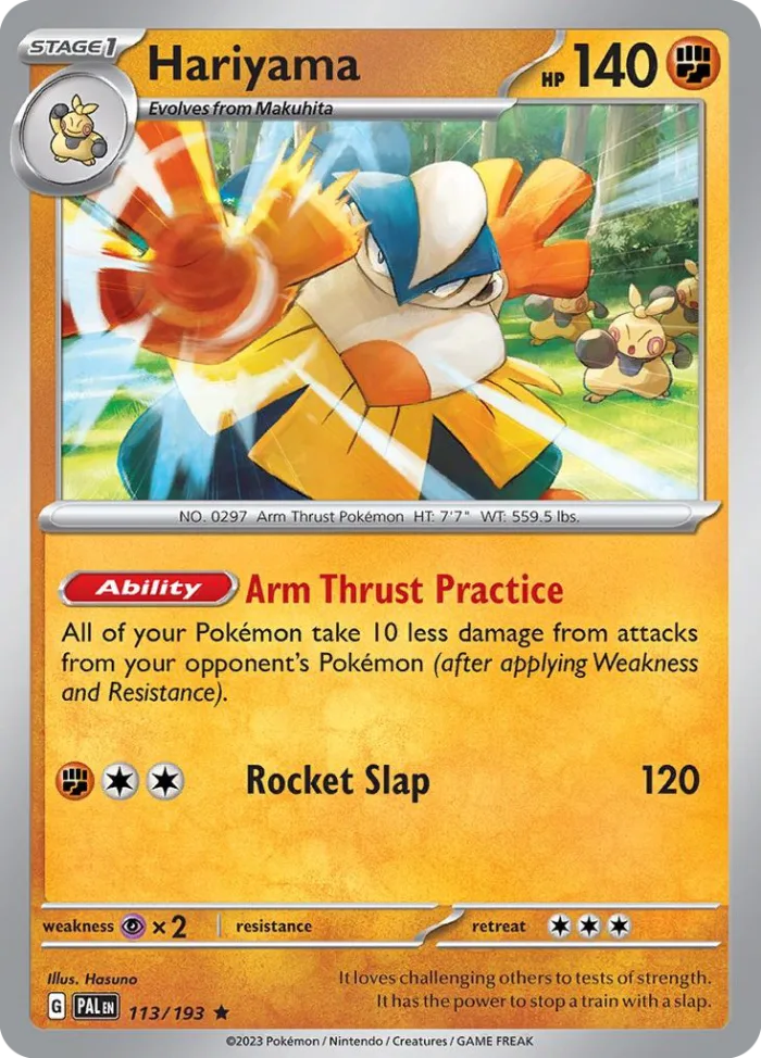 Hariyama #113 Paldea Evolved Pokemon card