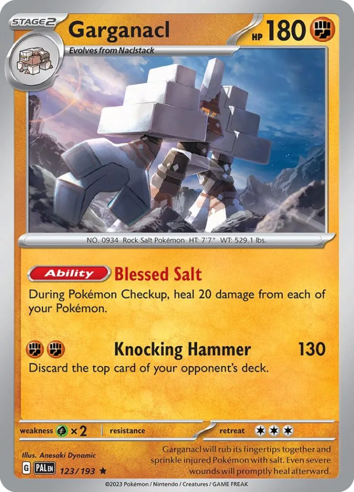 Garganacl #123 Paldea Evolved Pokemon card