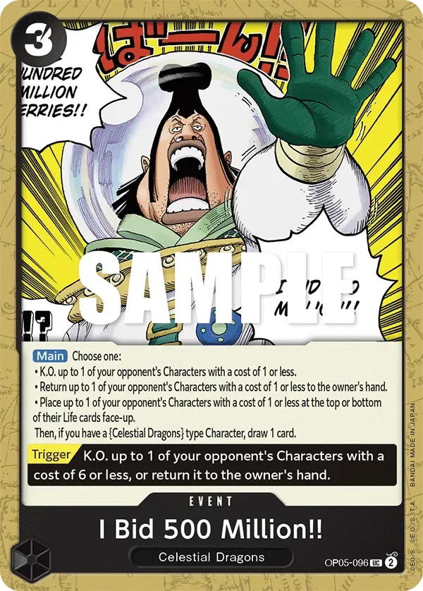 I Bid 500 Million!! #OP05-096 Awakening of the New Era One Piece card