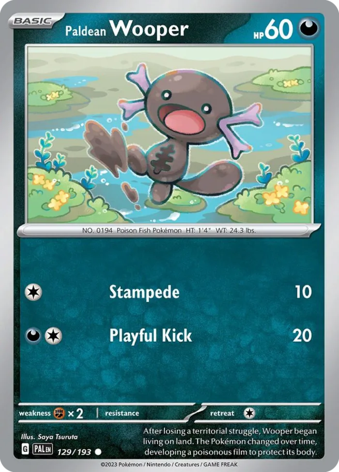 Paldean Wooper #129 Paldea Evolved Pokemon card