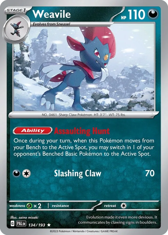 Weavile #134 Paldea Evolved Pokemon card