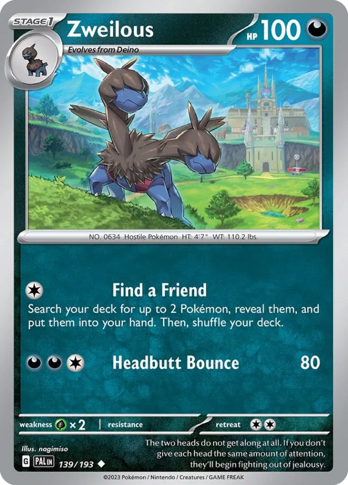 Zweilous #139 Paldea Evolved Pokemon card