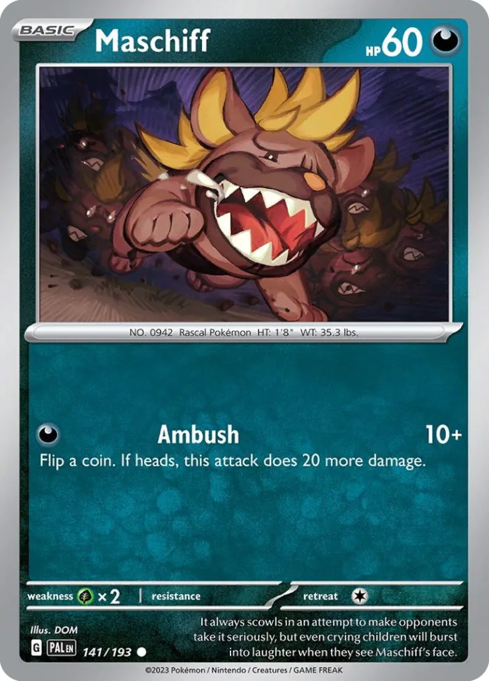 Maschiff #141 Paldea Evolved Pokemon card