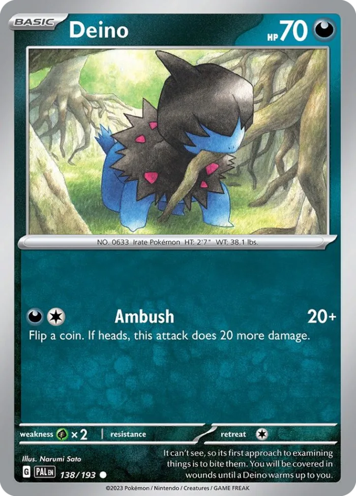 Deino #138 Paldea Evolved Pokemon card