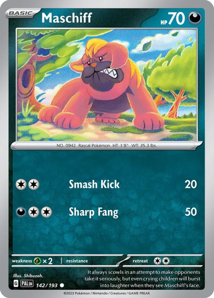 Maschiff #142 Paldea Evolved Pokemon card