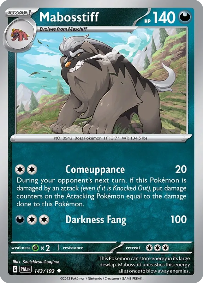Mabosstiff #143 Paldea Evolved Pokemon card