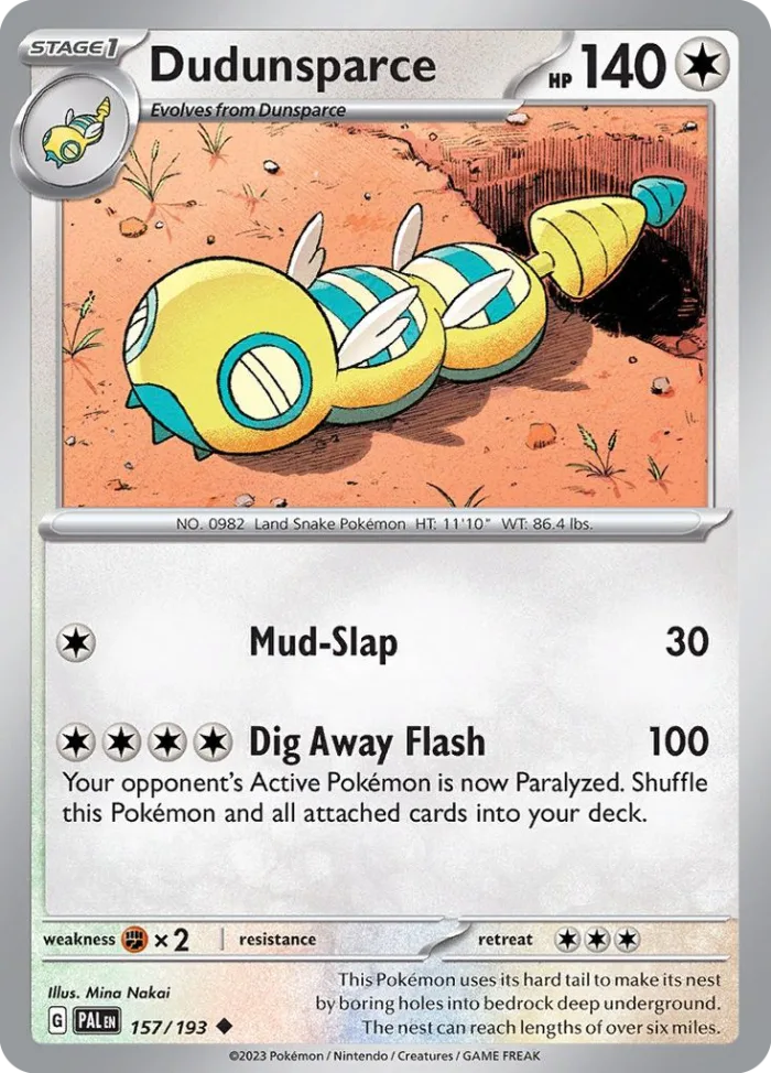 Dudunsparce #157 Paldea Evolved Pokemon card