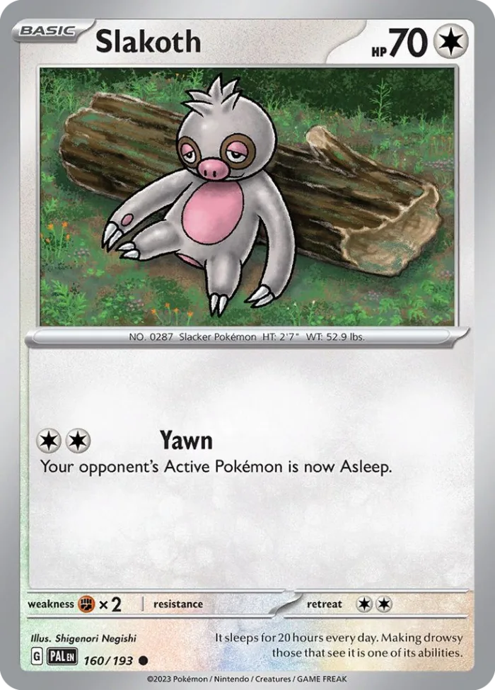 Slakoth #160 Paldea Evolved Pokemon card