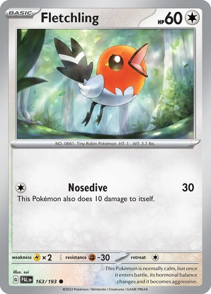 Fletchling #163 Paldea Evolved Pokemon card