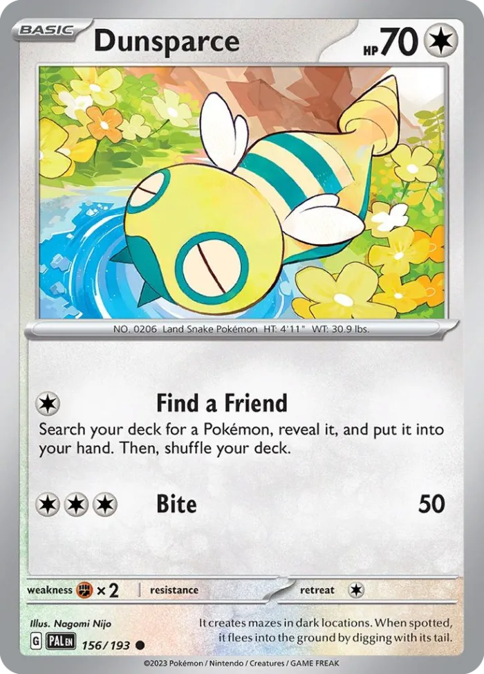 Dunsparce #156 Paldea Evolved Pokemon card