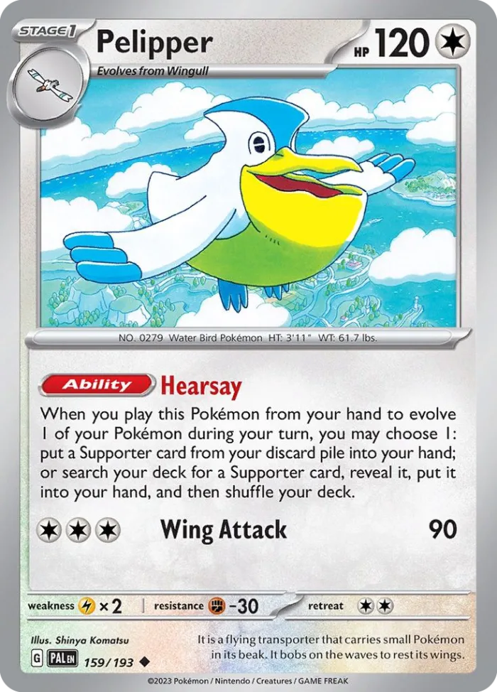 Pelipper #159 Paldea Evolved Pokemon card