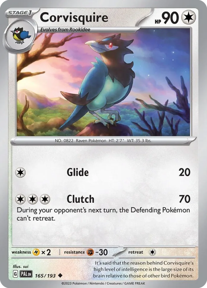 Corvisquire #165 Paldea Evolved Pokemon card