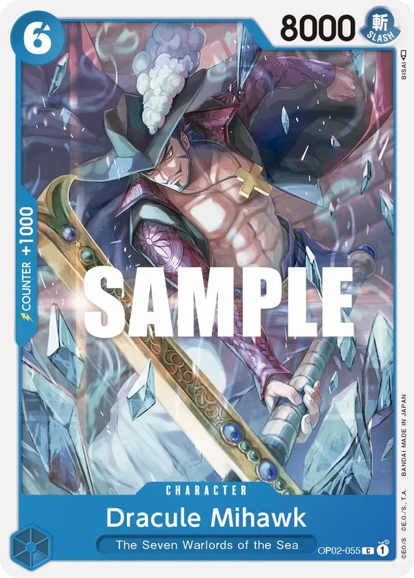 Dracule Mihawk #OP02-055 Paramount War One Piece card