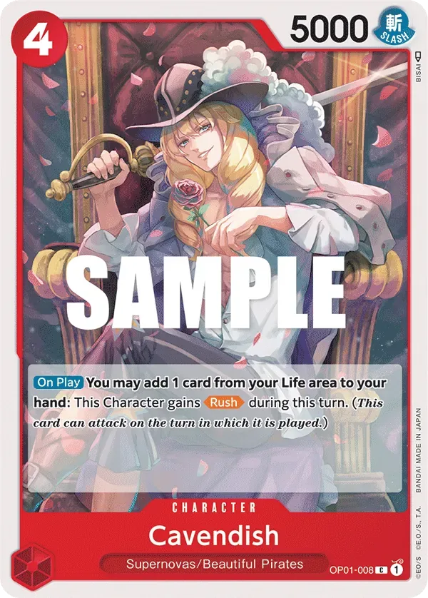 Cavendish #OP01-008 Romance Dawn One Piece card