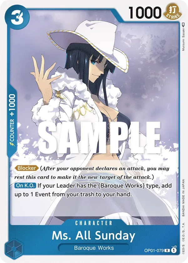 Ms. All Sunday #OP01-079 Romance Dawn One Piece card