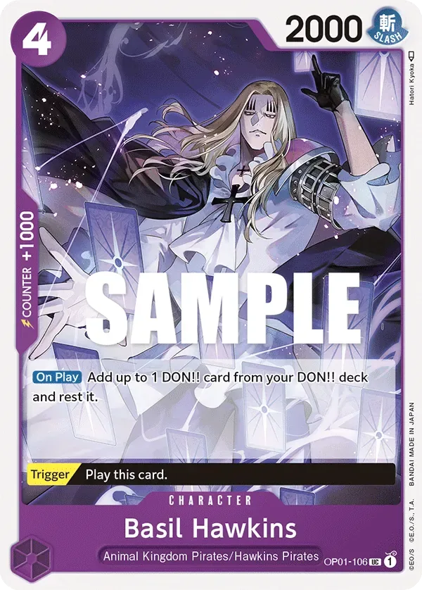 Basil Hawkins #OP01-106 Romance Dawn One Piece card